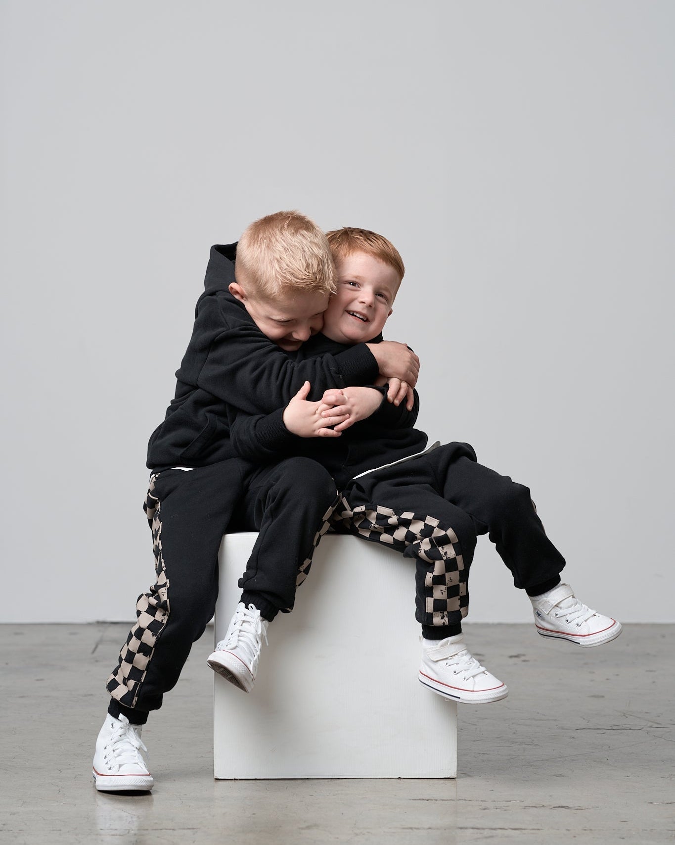 Check Stripe Elevated Sweatpant - Black - Little Bipsy