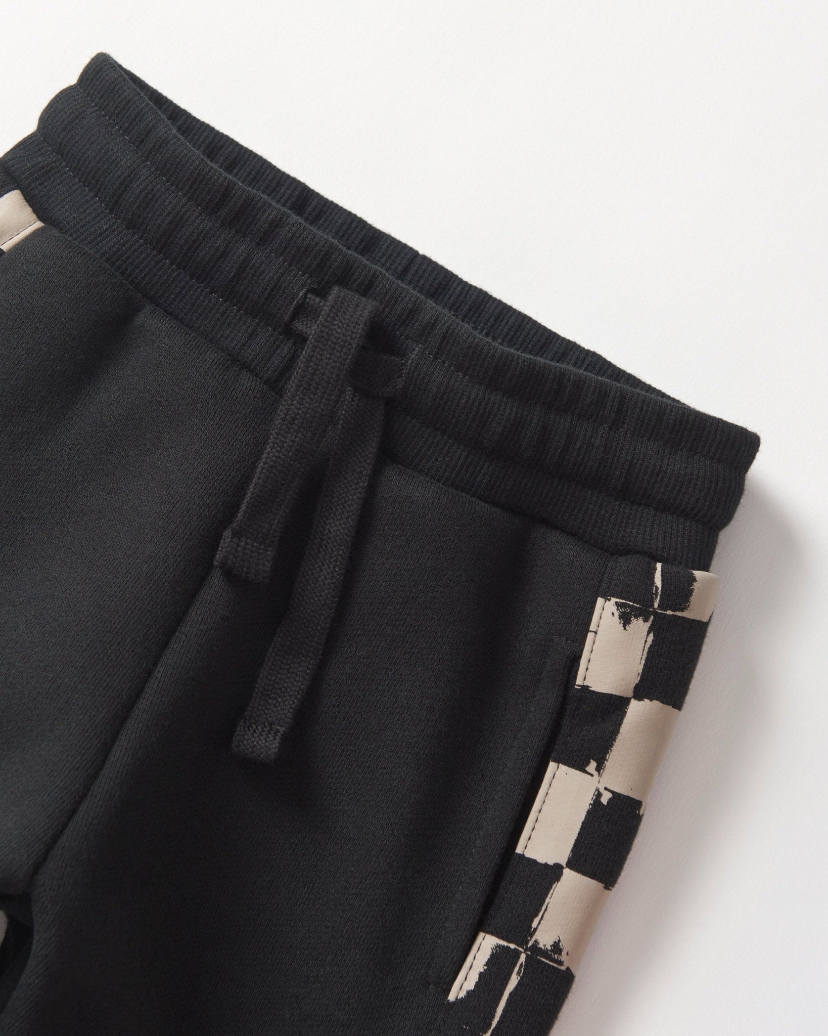 Check Stripe Elevated Sweatpant - Black - Little Bipsy