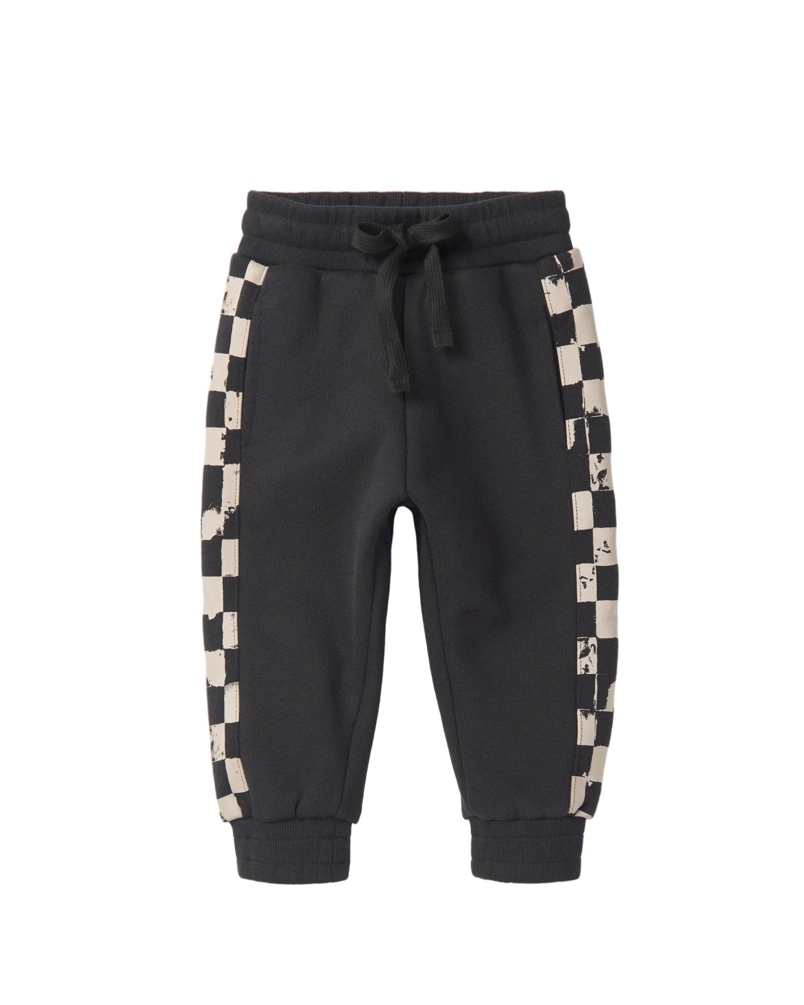 Check Stripe Elevated Sweatpant - Black - Little Bipsy
