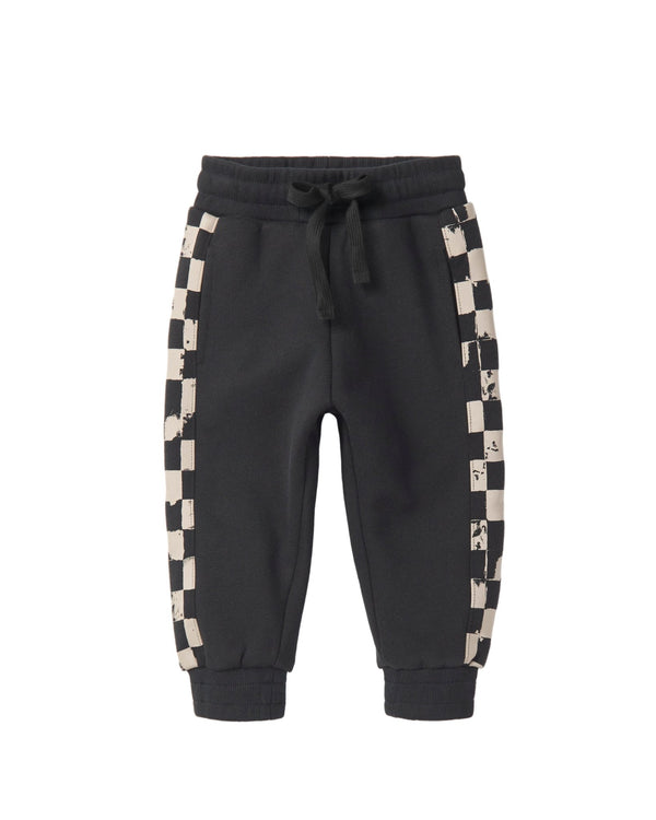 Check Stripe Elevated Sweatpant - Black - Little Bipsy