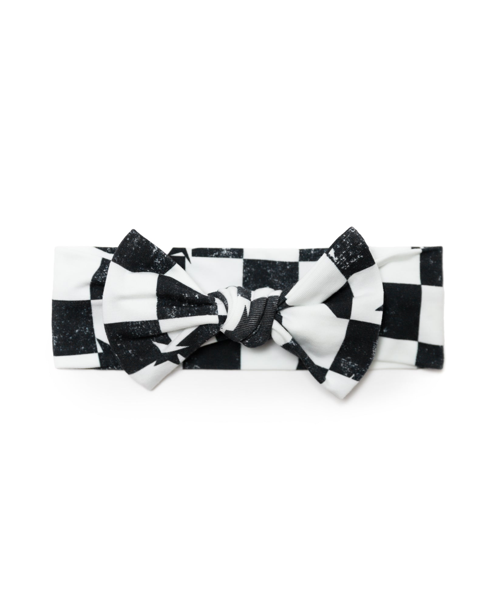 Black & White Checkered Star Headband Bow