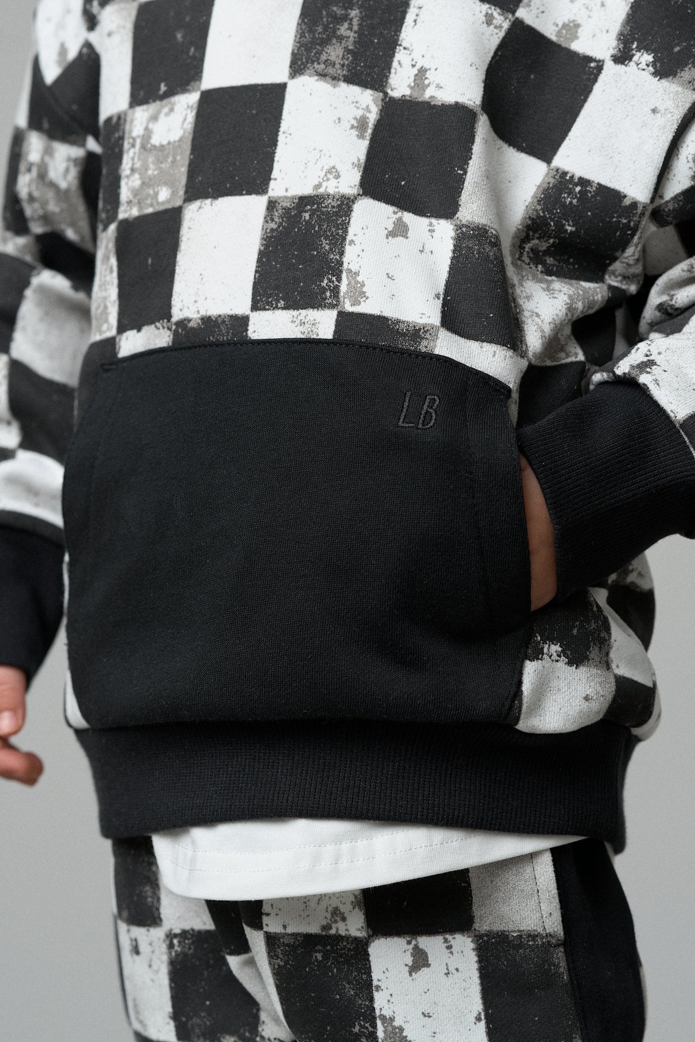 Checkered Hoodie - Black - Little Bipsy