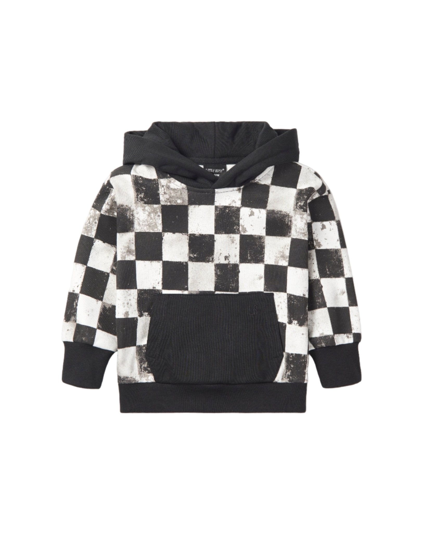 Checkered Hoodie - Black - Little Bipsy