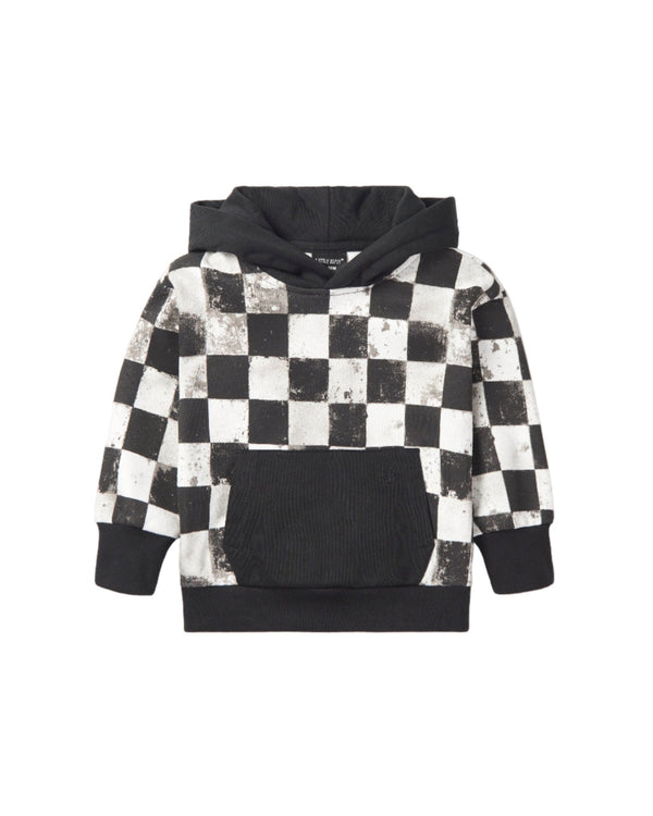 Checkered Hoodie - Black - Little Bipsy