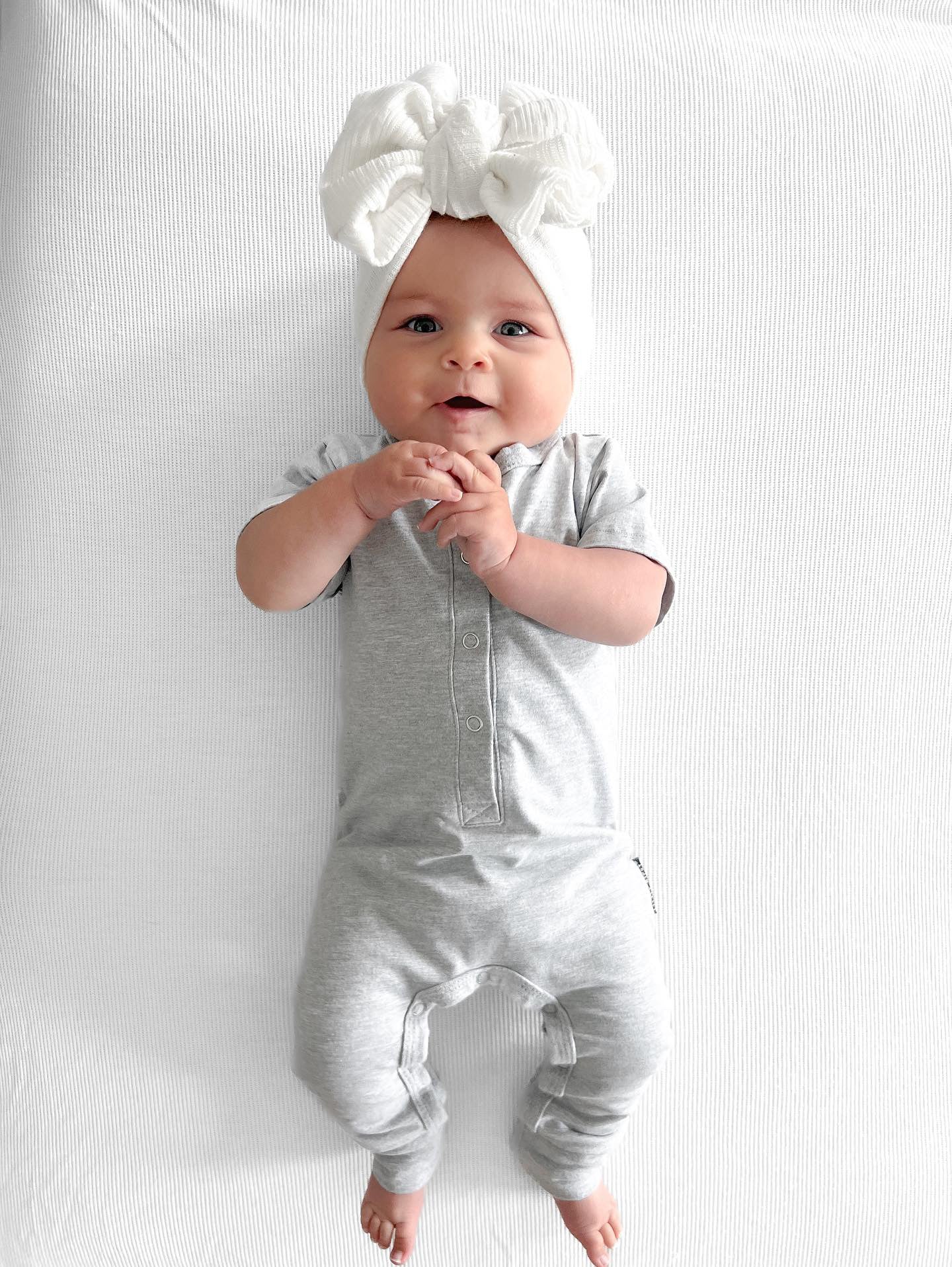 Classic Snap Romper - Grey - Little Bipsy