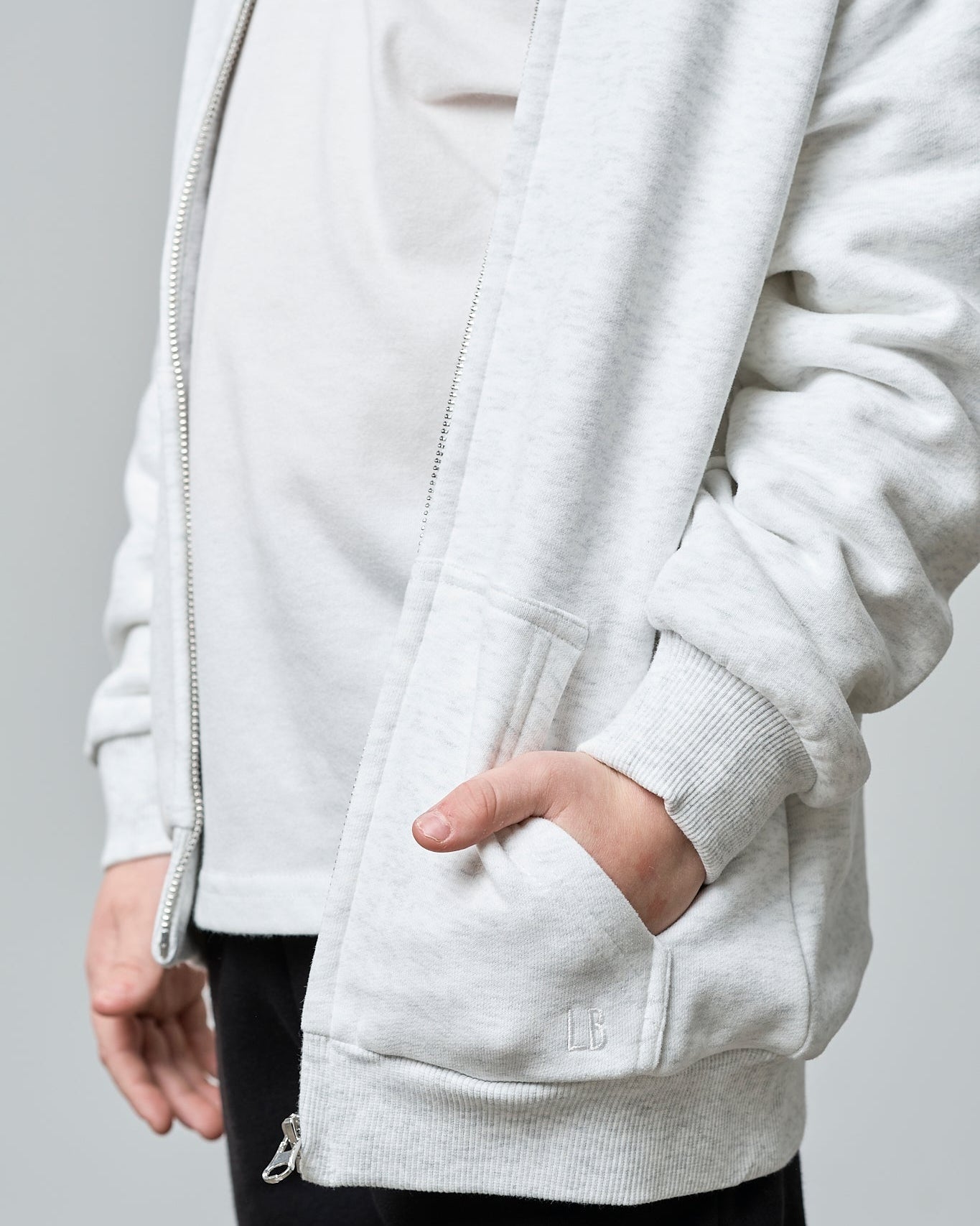 Classic Zip Hoodie - Light Heather Grey - Little Bipsy