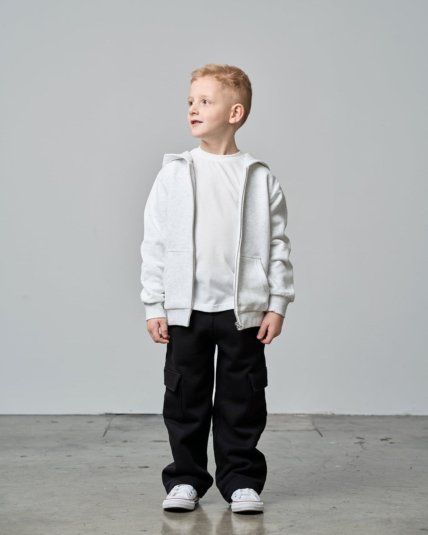 Classic Zip Hoodie - Light Heather Grey - Little Bipsy