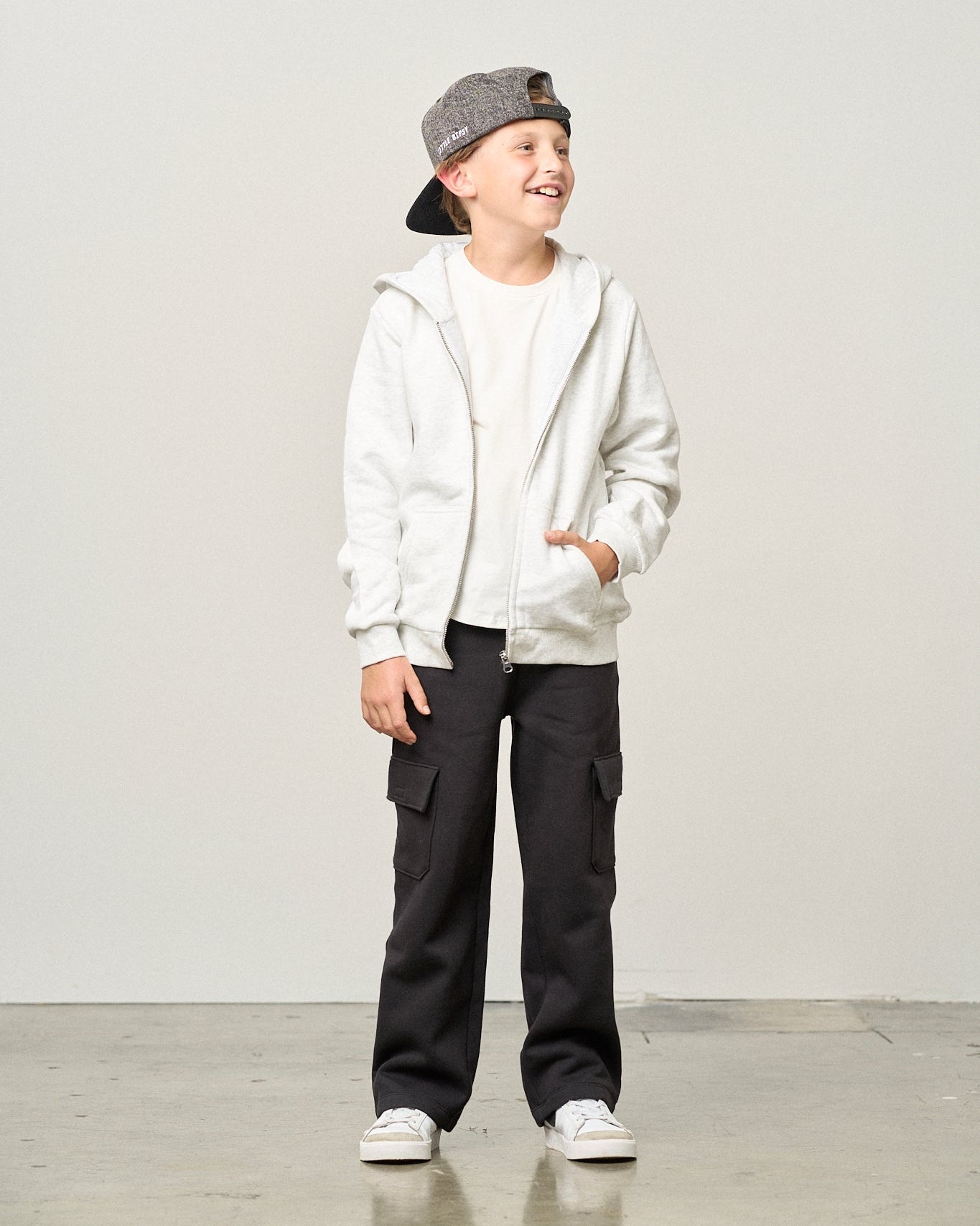 Classic Zip Hoodie - Light Heather Grey - Little Bipsy