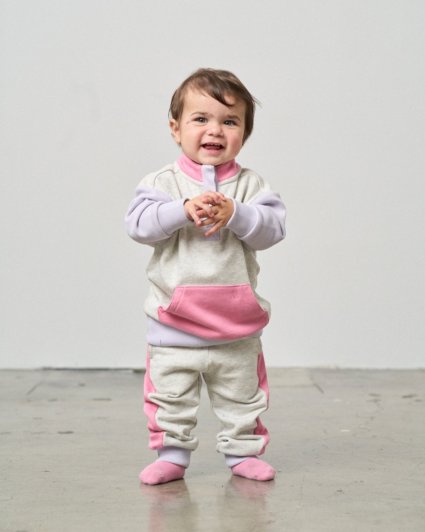 Colorblock Mockneck Pullover - Rose - Little Bipsy