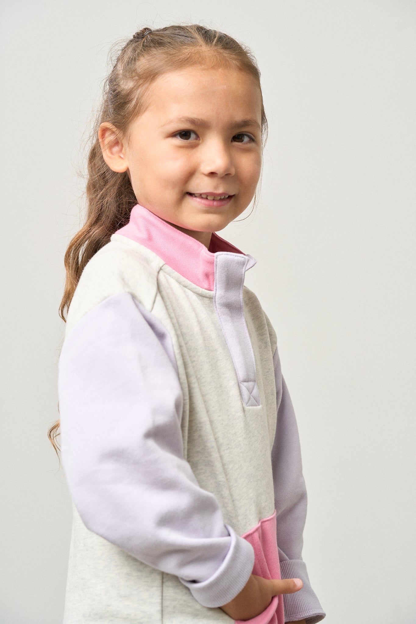 Colorblock Mockneck Pullover - Rose - Little Bipsy