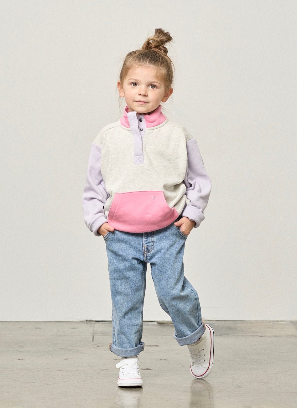 Colorblock Mockneck Pullover - Rose - Little Bipsy