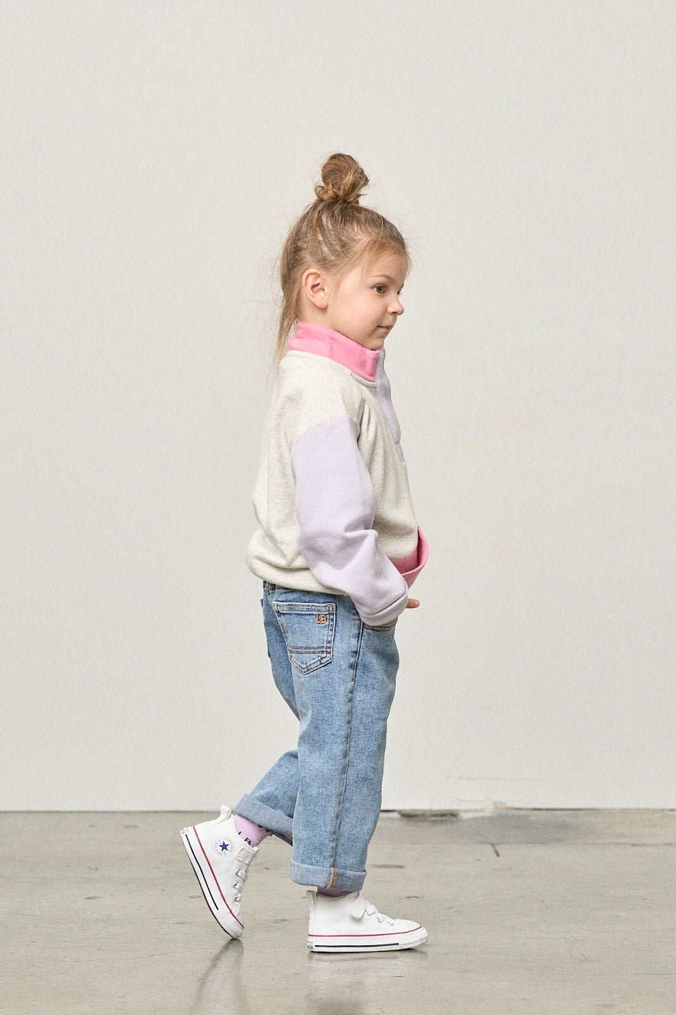 Colorblock Mockneck Pullover - Rose - Little Bipsy