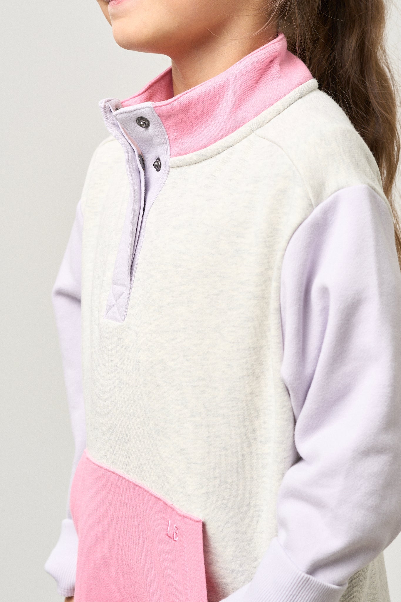 Colorblock Mockneck Pullover - Rose - Little Bipsy