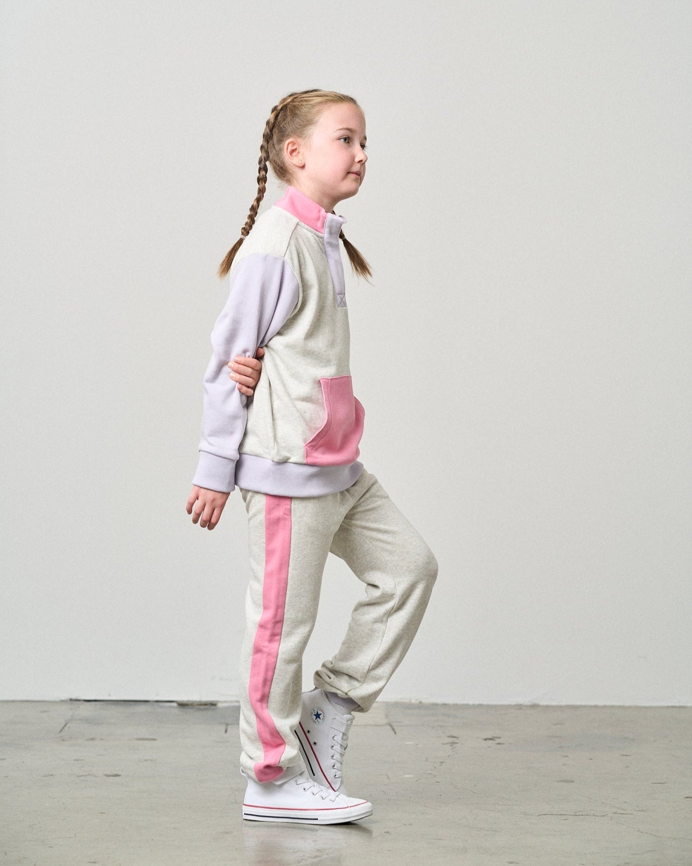 Colorblock Mockneck Pullover - Rose - Little Bipsy