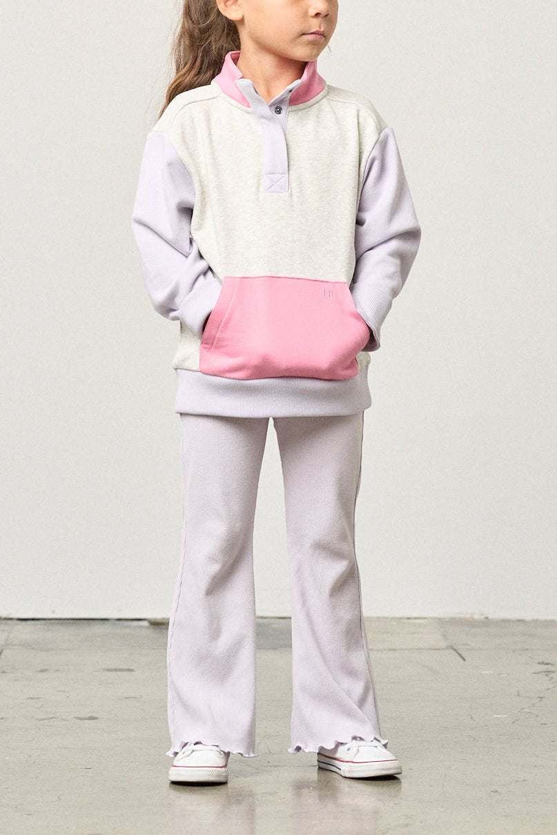 Colorblock Mockneck Pullover - Rose - Little Bipsy