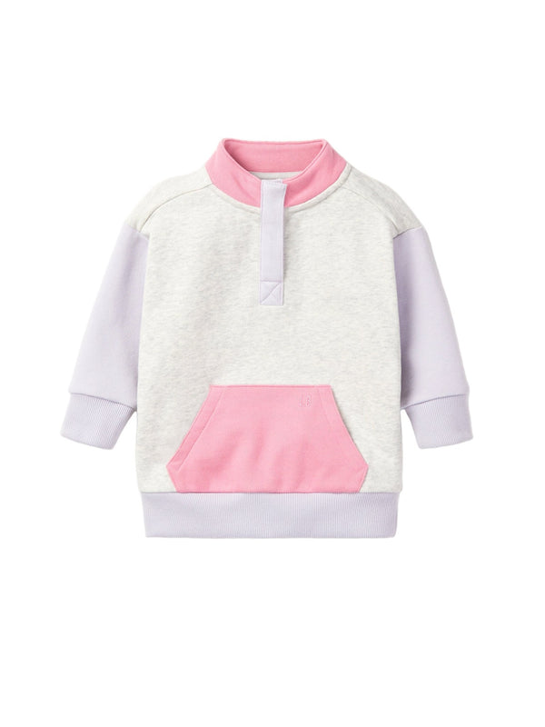 Colorblock Mockneck Pullover - Rose - Little Bipsy