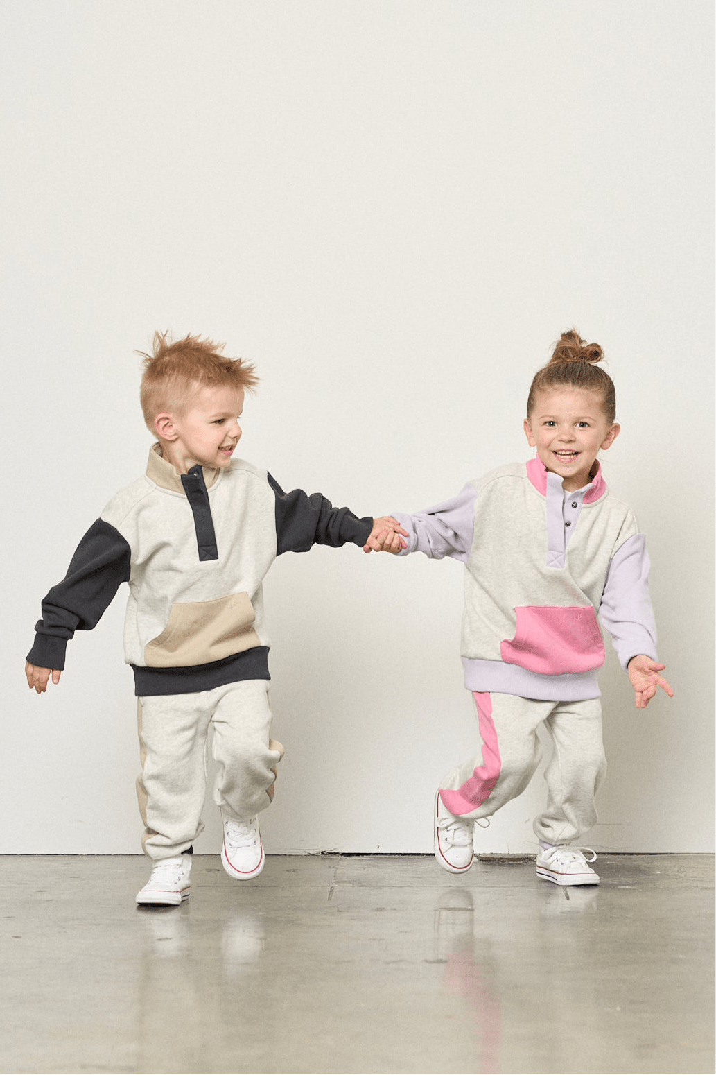 Colorblock Mockneck Pullover - Stone Grey - Little Bipsy