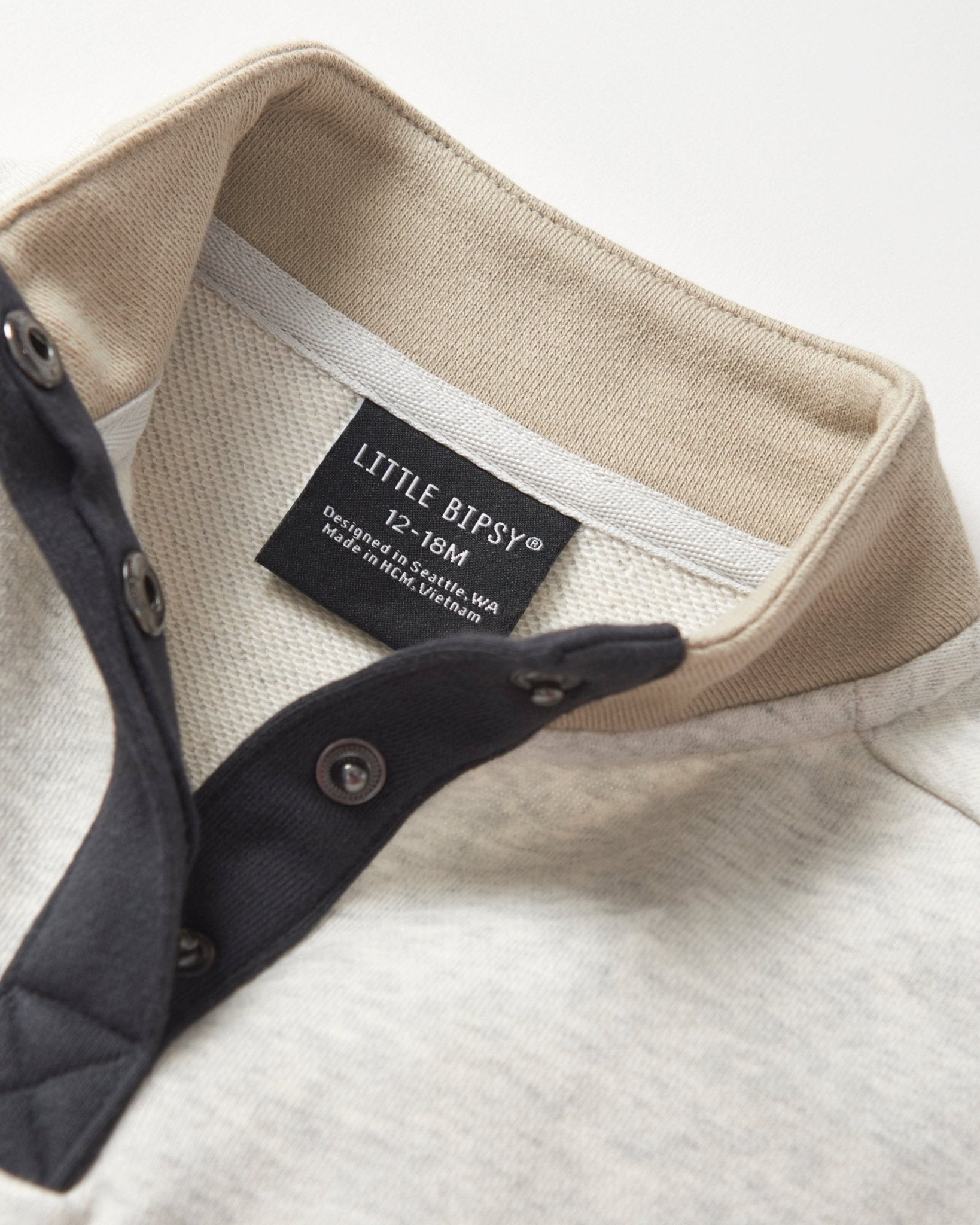 Colorblock Mockneck Pullover - Stone Grey - Little Bipsy