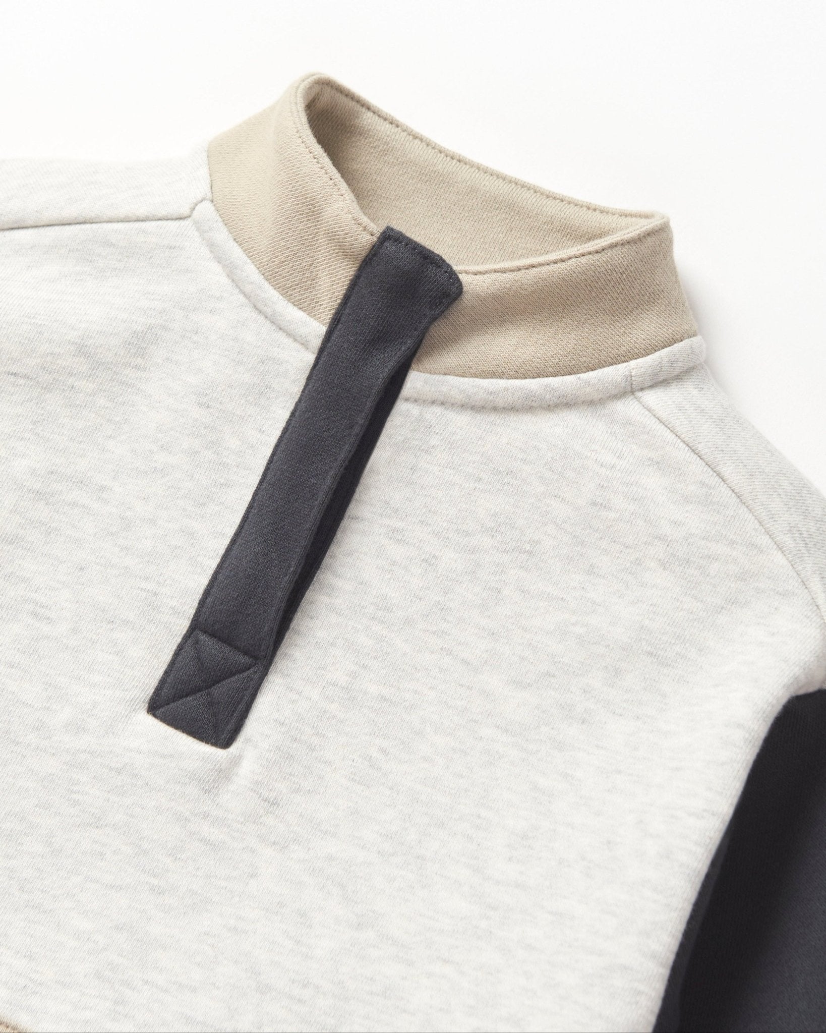 Colorblock Mockneck Pullover - Stone Grey - Little Bipsy