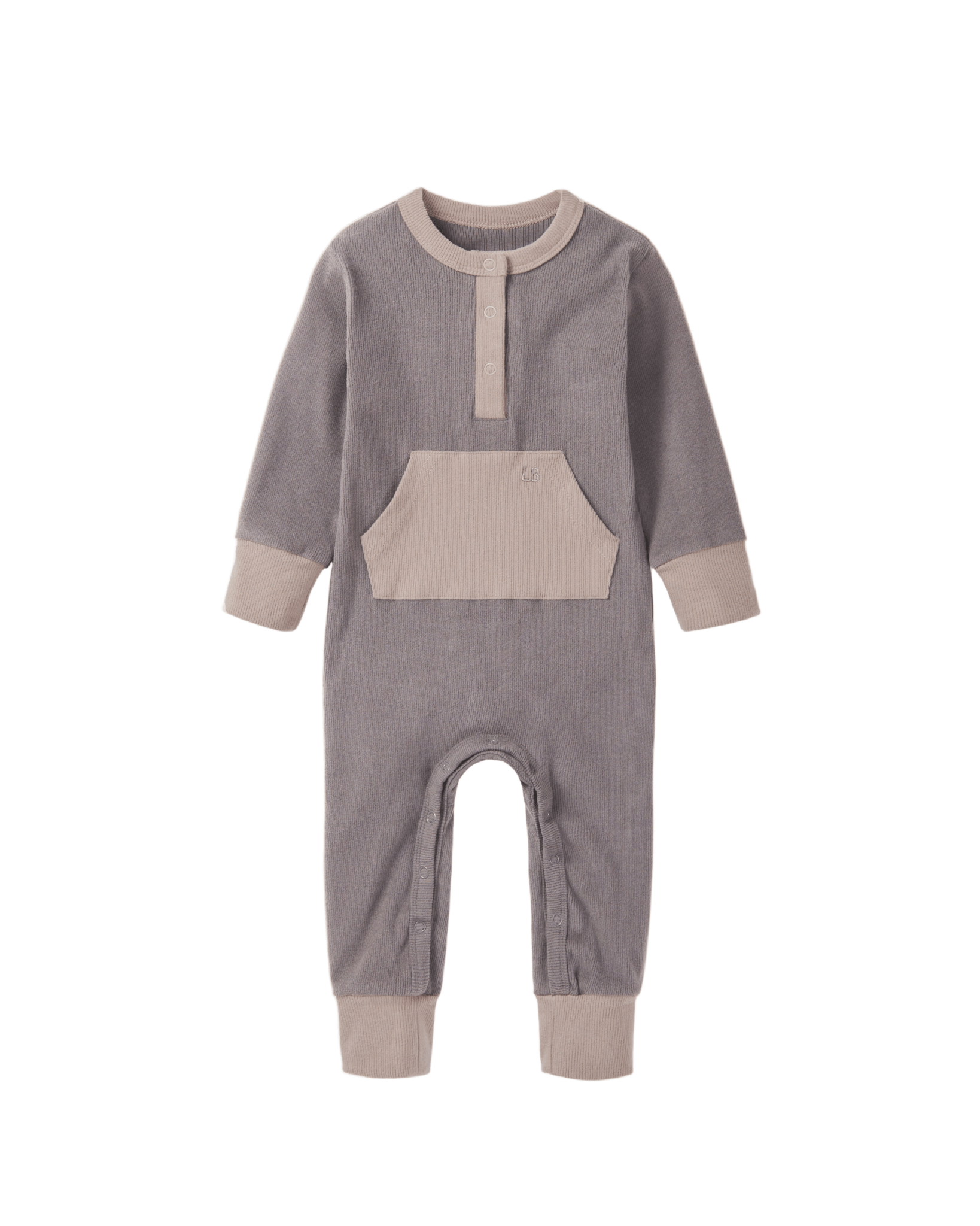 Colorblock Ribbed Romper - Graphite - Little Bipsy