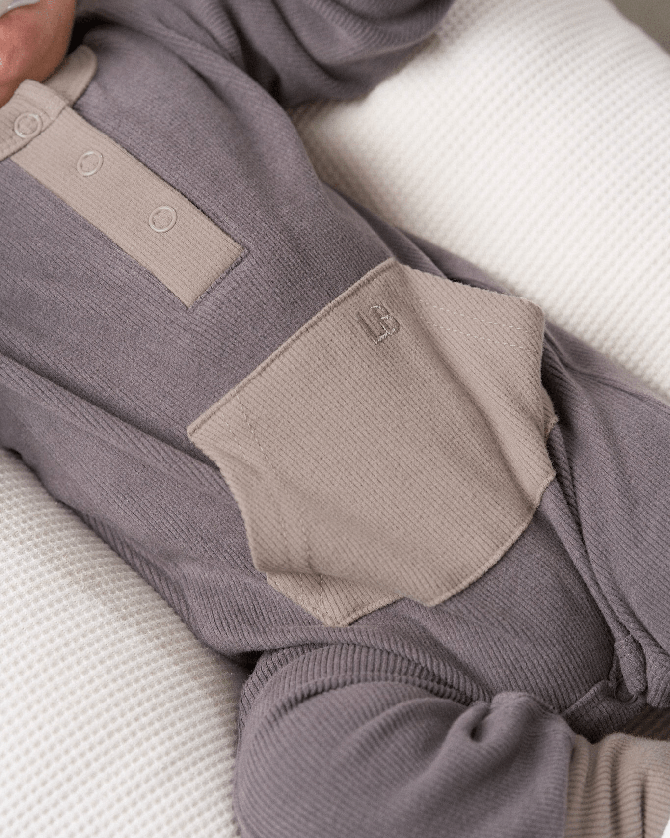 Colorblock Ribbed Romper - Graphite - Little Bipsy