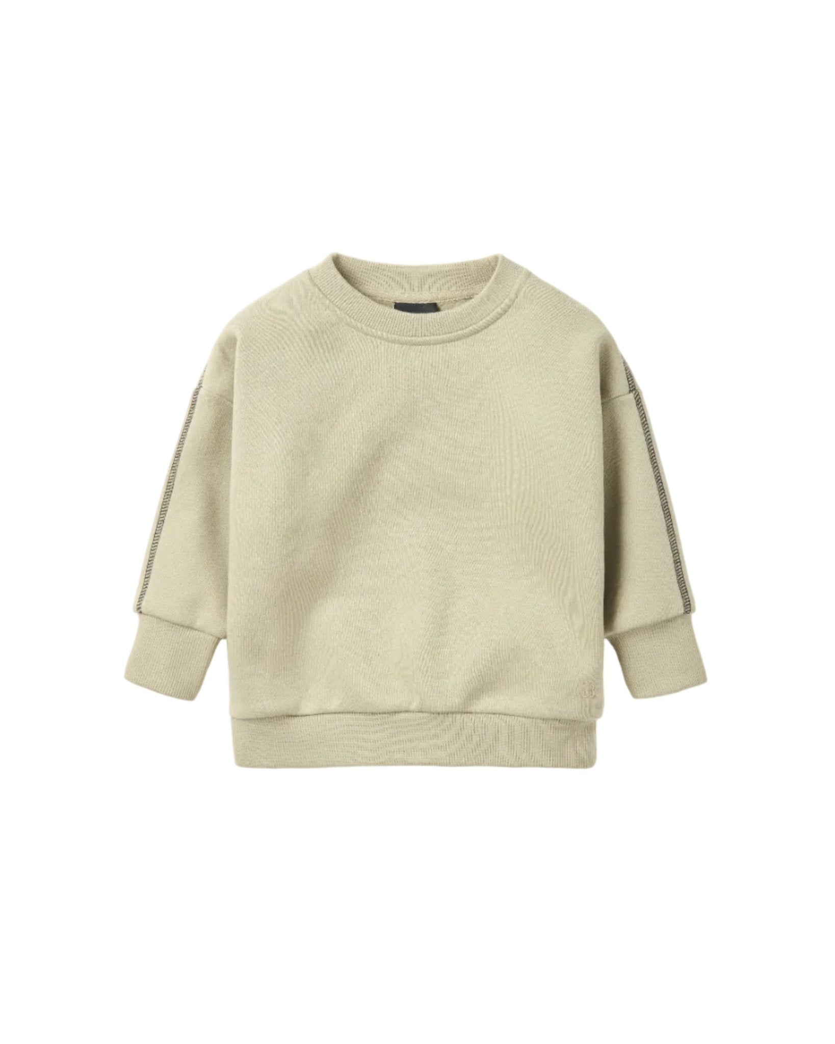 Contrast Stitch Elevated Crewneck - Olive - Little Bipsy