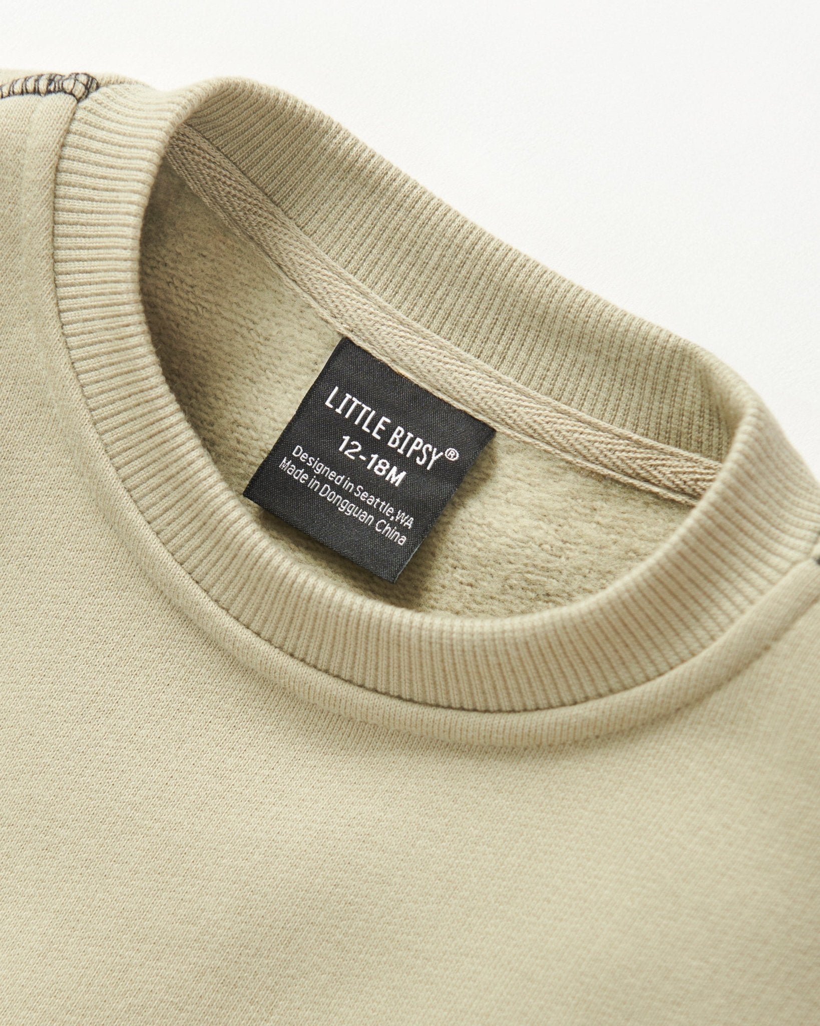 Contrast Stitch Elevated Crewneck - Olive - Little Bipsy
