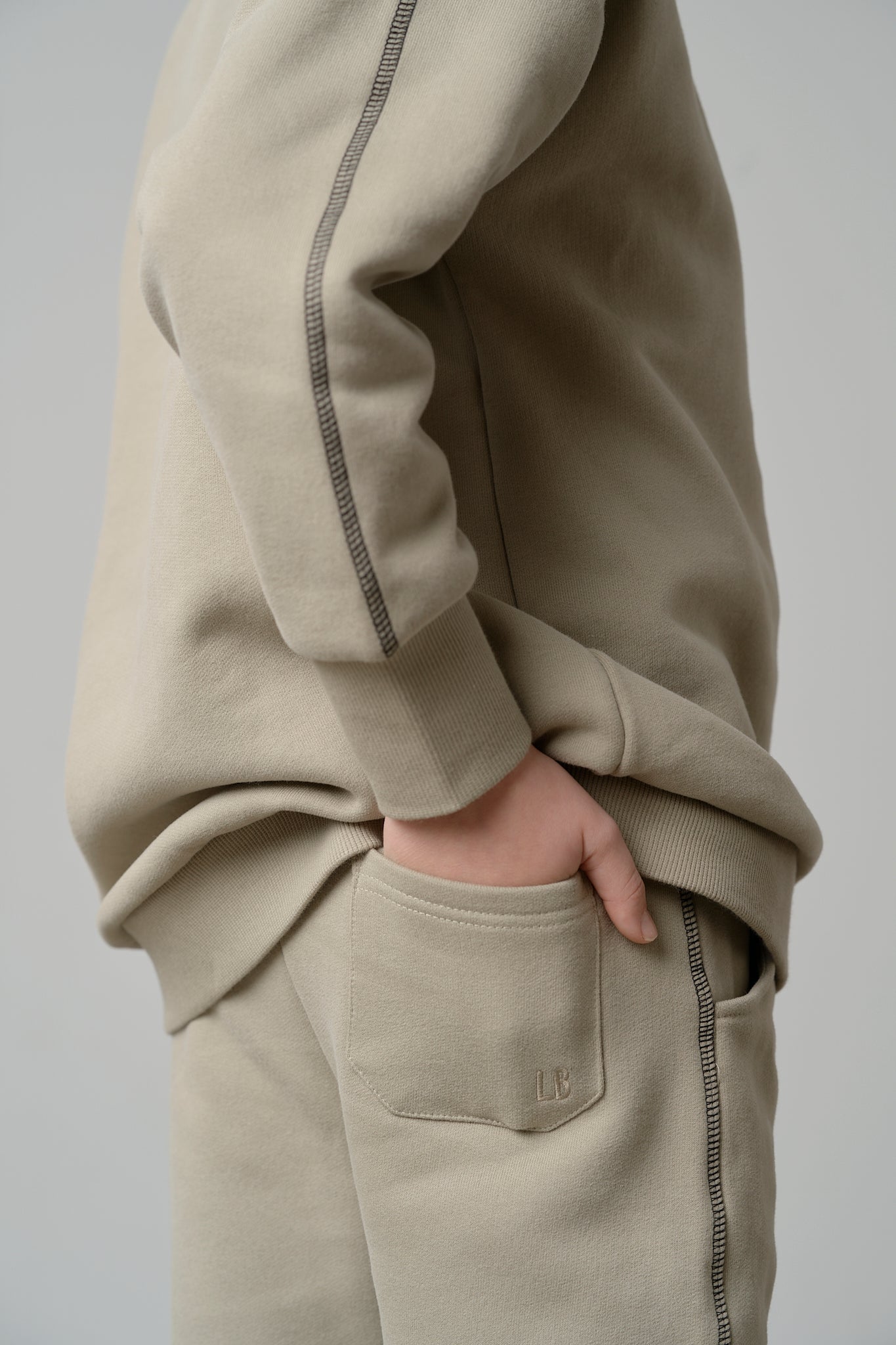 Contrast Stitch Elevated Sweatpant - Olive - Little Bipsy