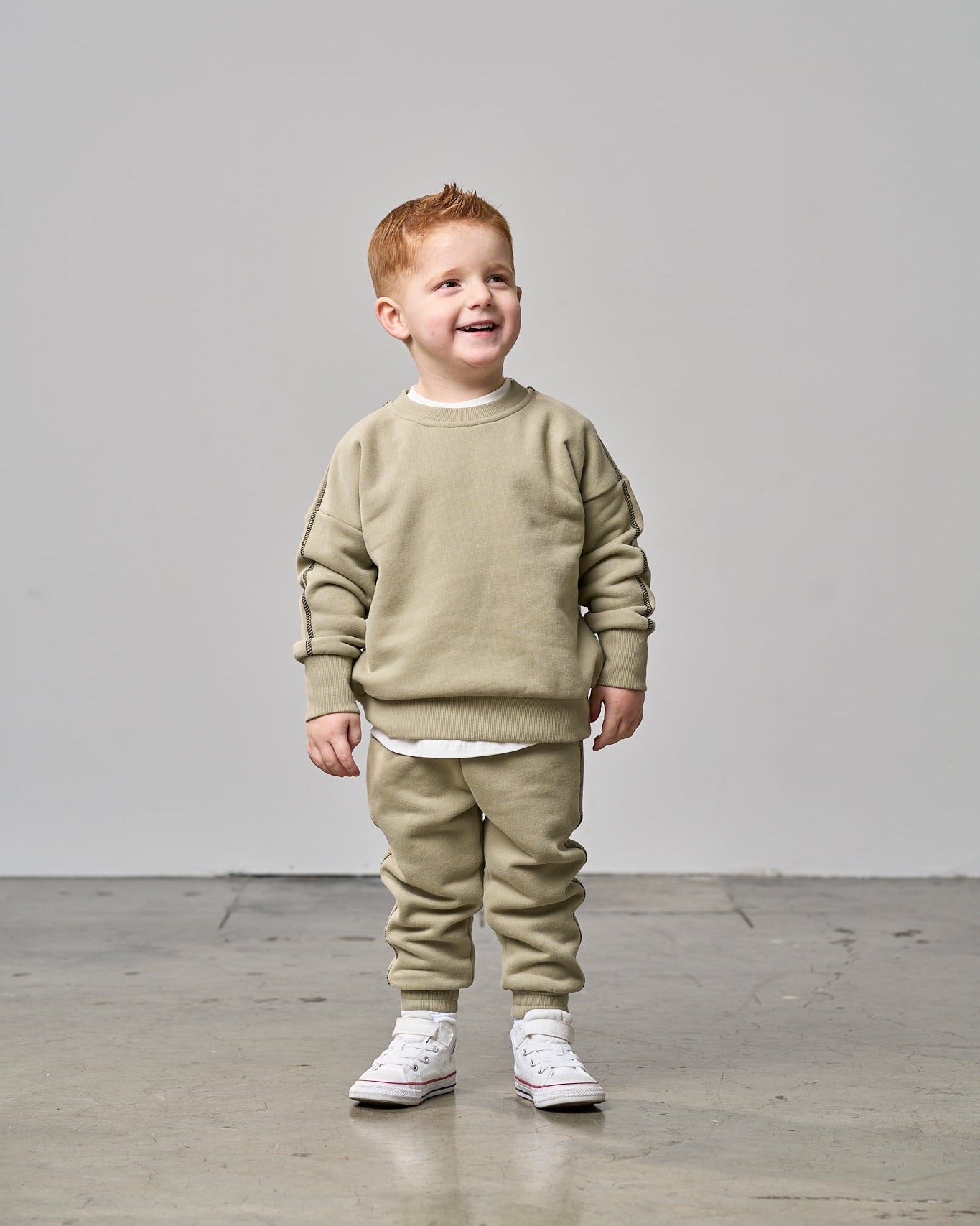 Contrast Stitch Elevated Sweatpant - Olive - Little Bipsy