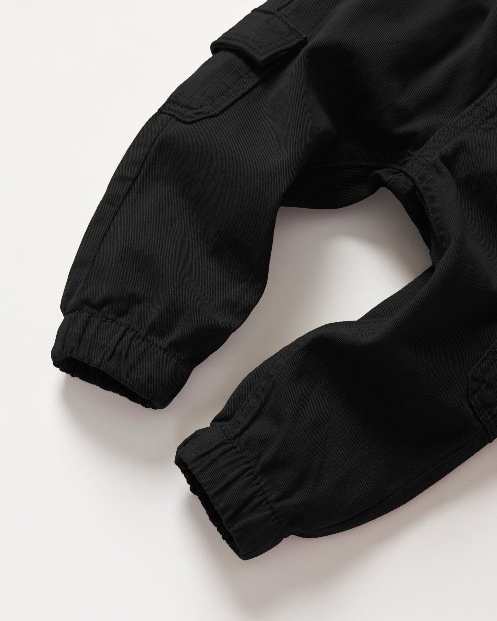 Cotton Twill Cargo Jogger - Black - Little Bipsy