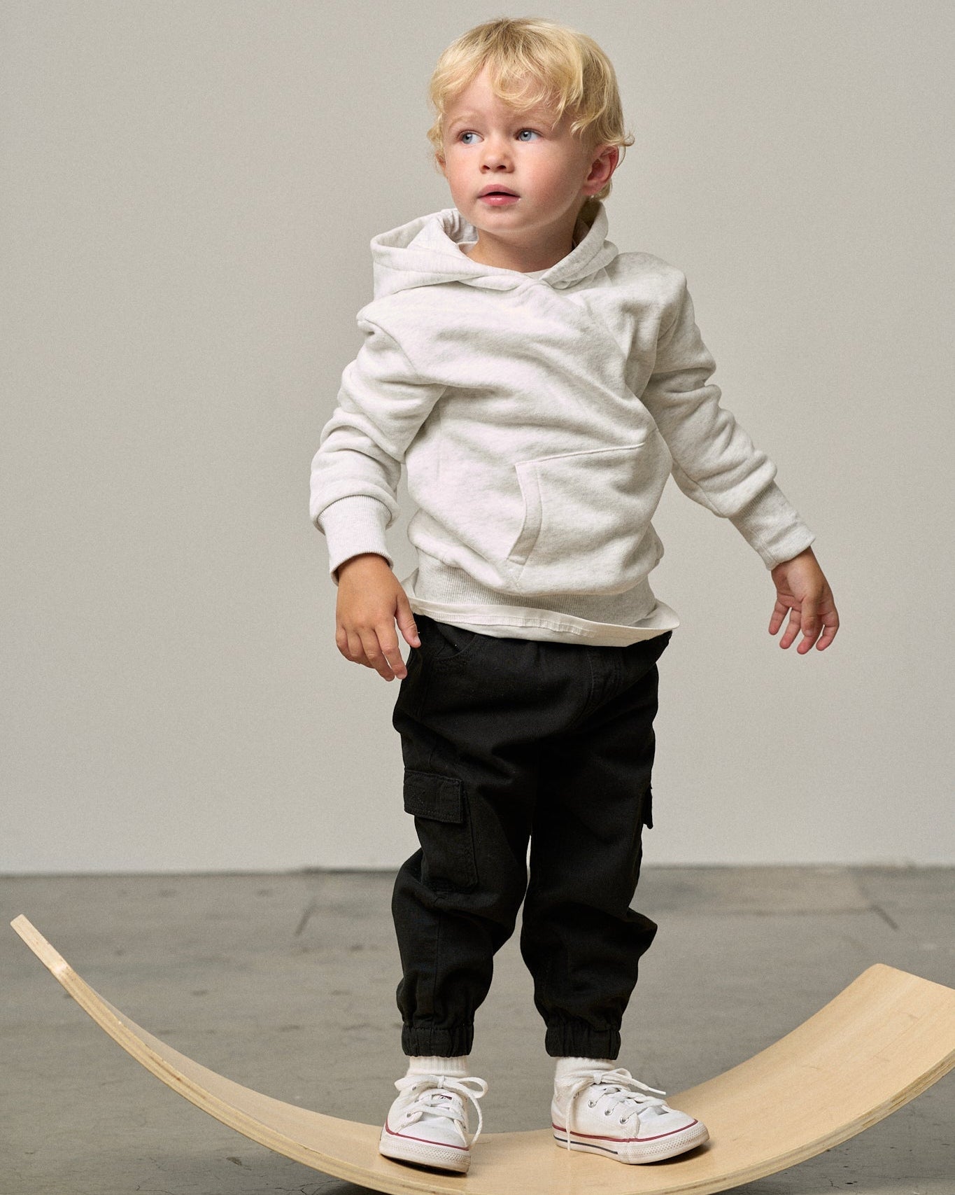 Cotton Twill Cargo Jogger - Black - Little Bipsy