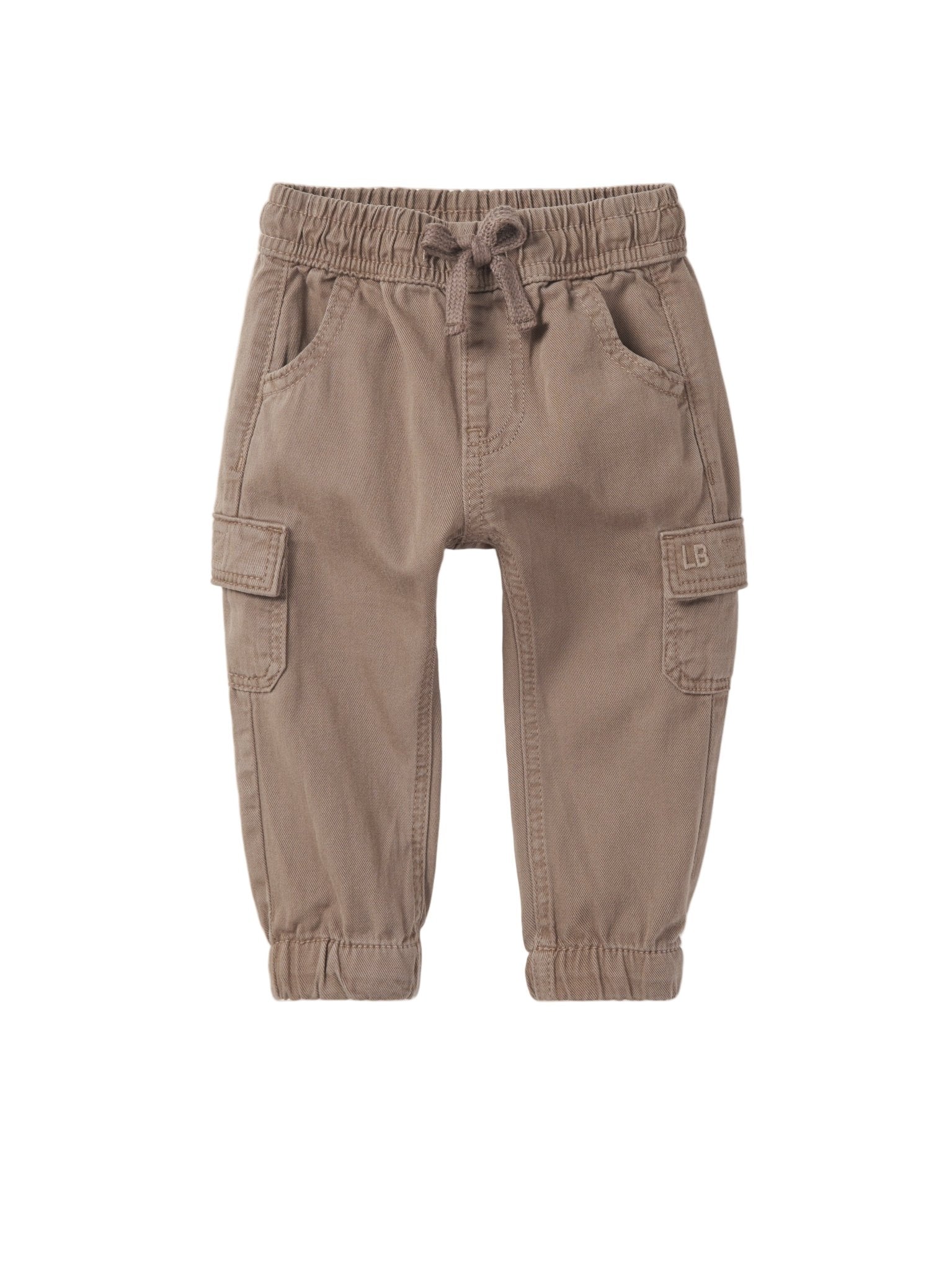 Cotton Twill Cargo Jogger - Mushroom - Little Bipsy