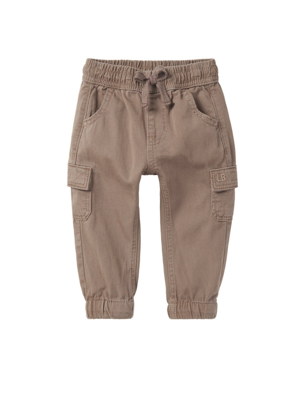 Cotton Twill Cargo Jogger - Mushroom - Little Bipsy