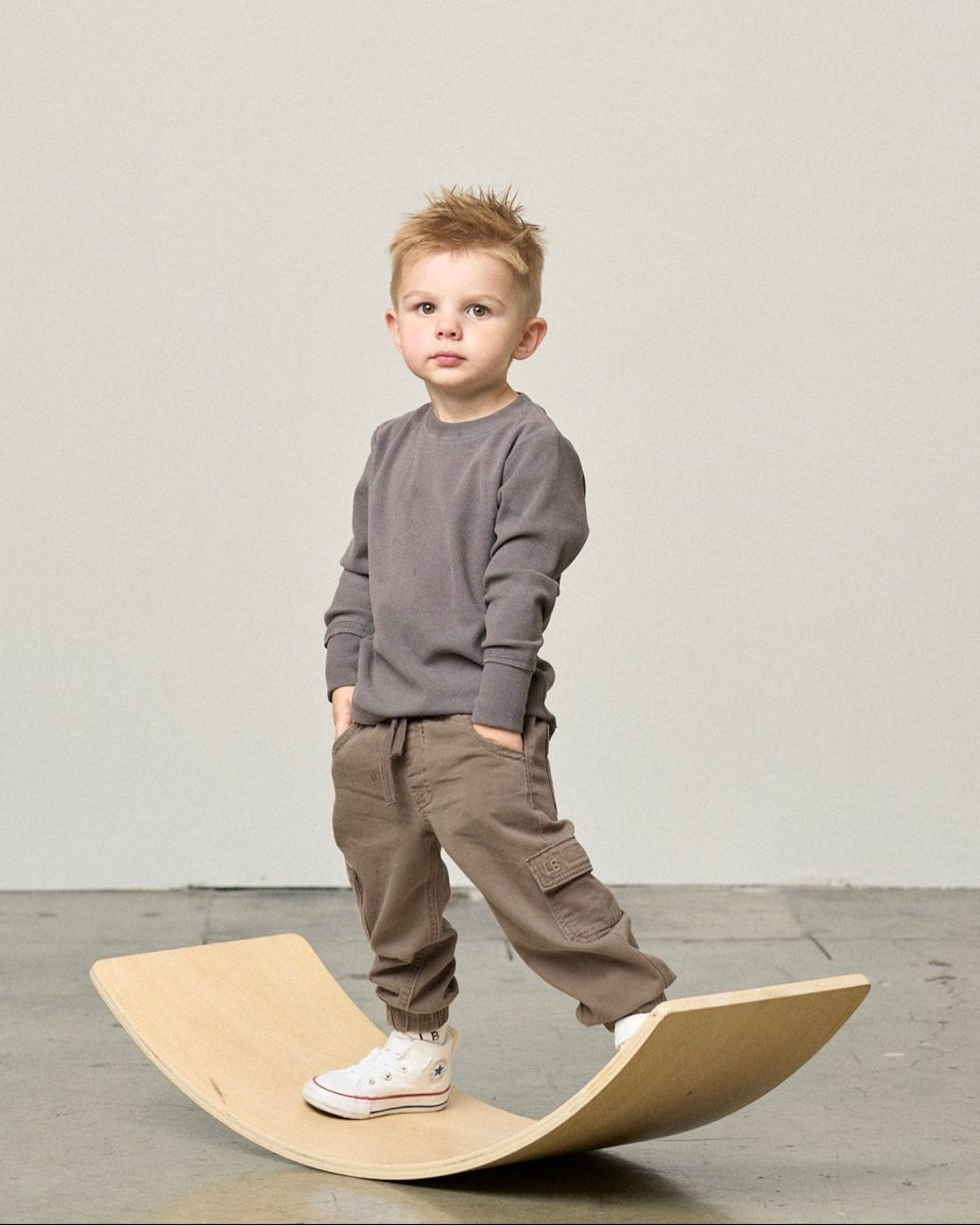 Cotton Twill Cargo Jogger - Mushroom - Little Bipsy