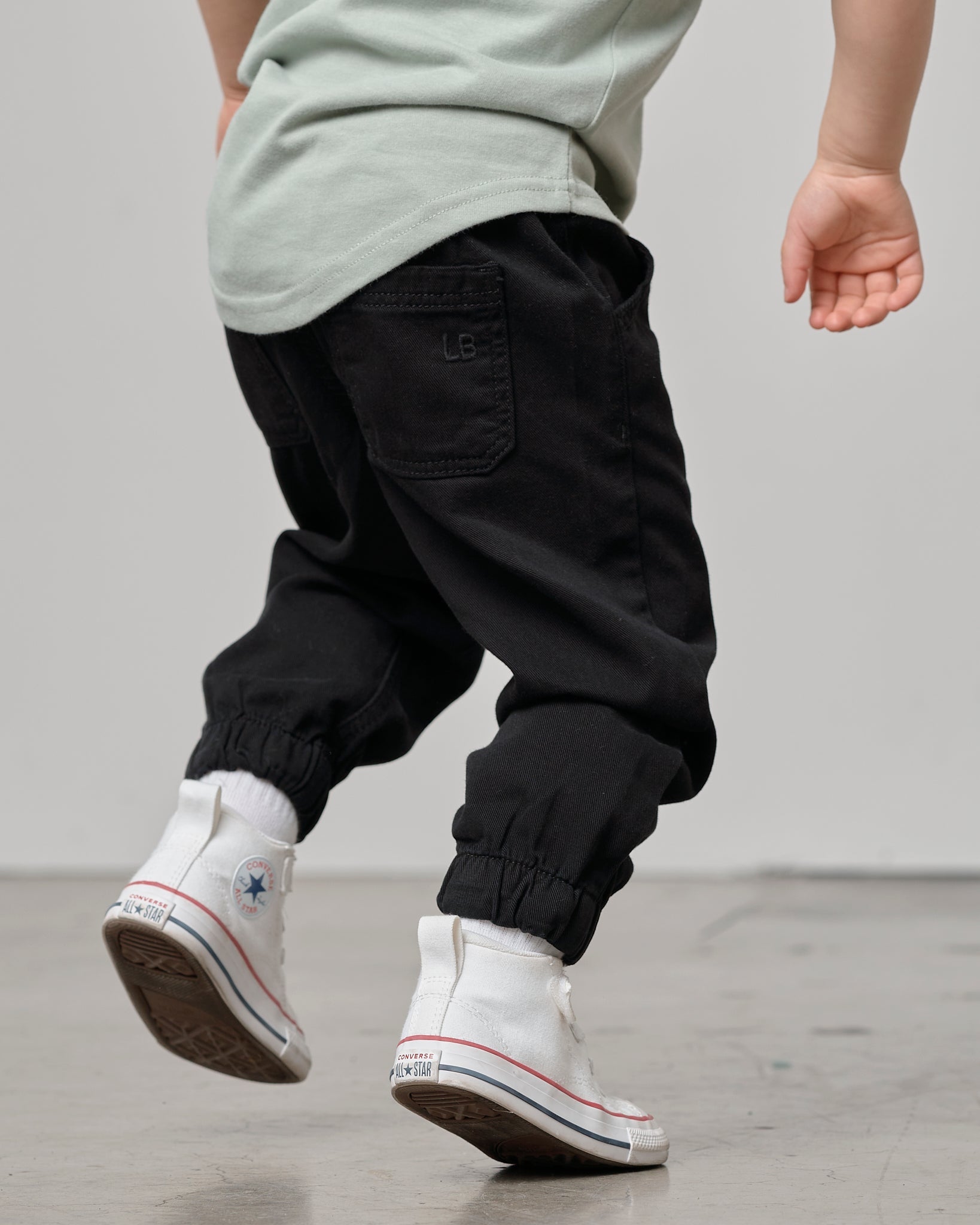 Cotton Twill Jogger - Black - Little Bipsy