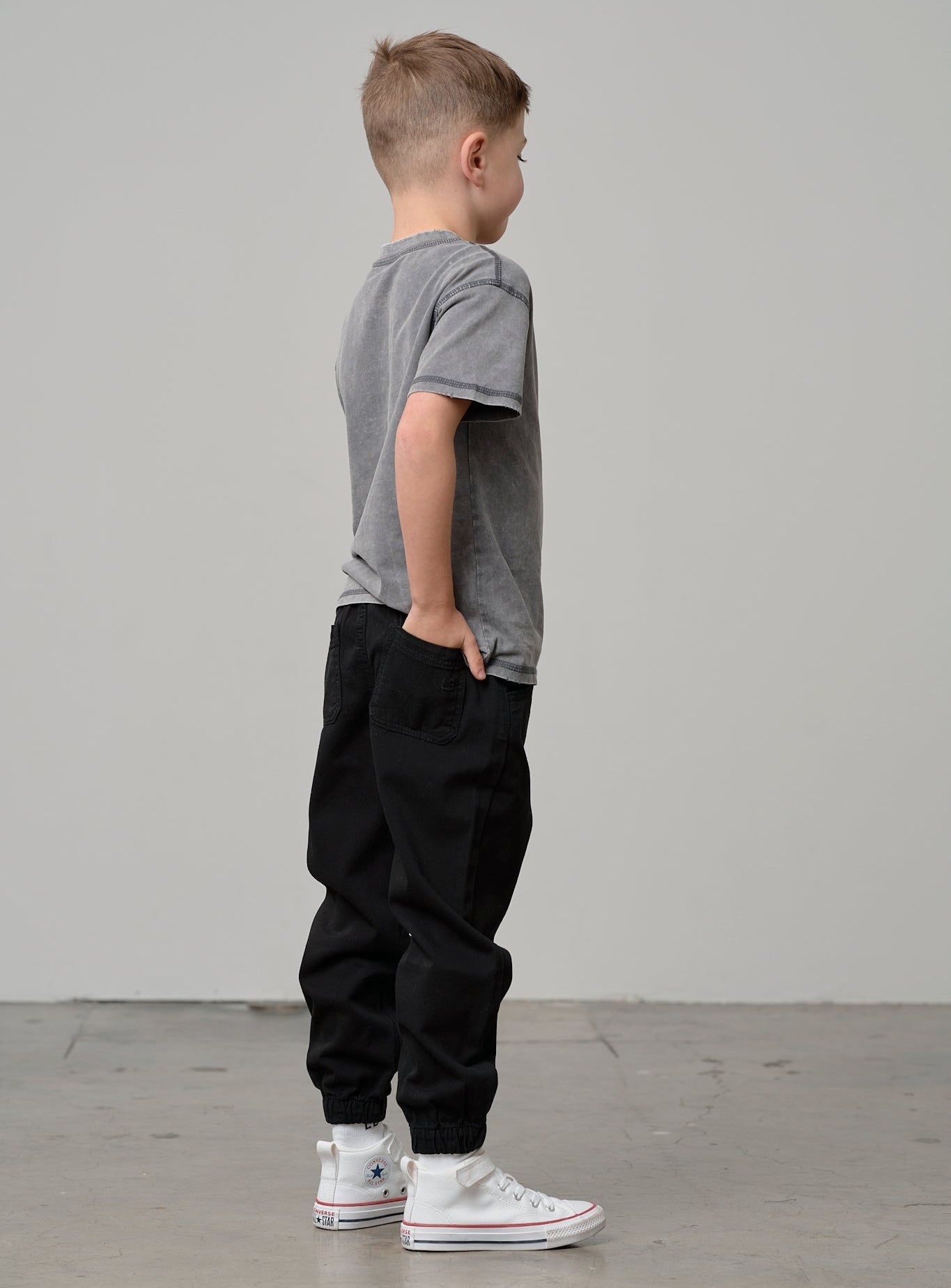 Cotton Twill Jogger - Black - Little Bipsy