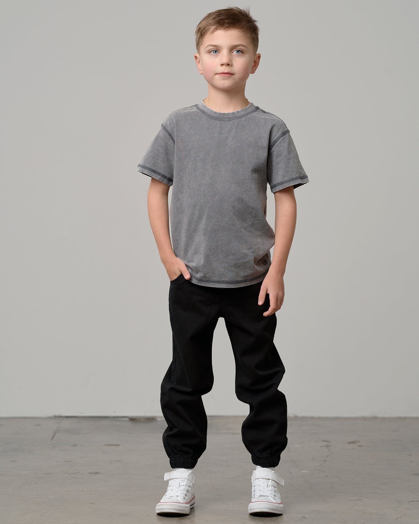 Cotton Twill Jogger - Black - Little Bipsy