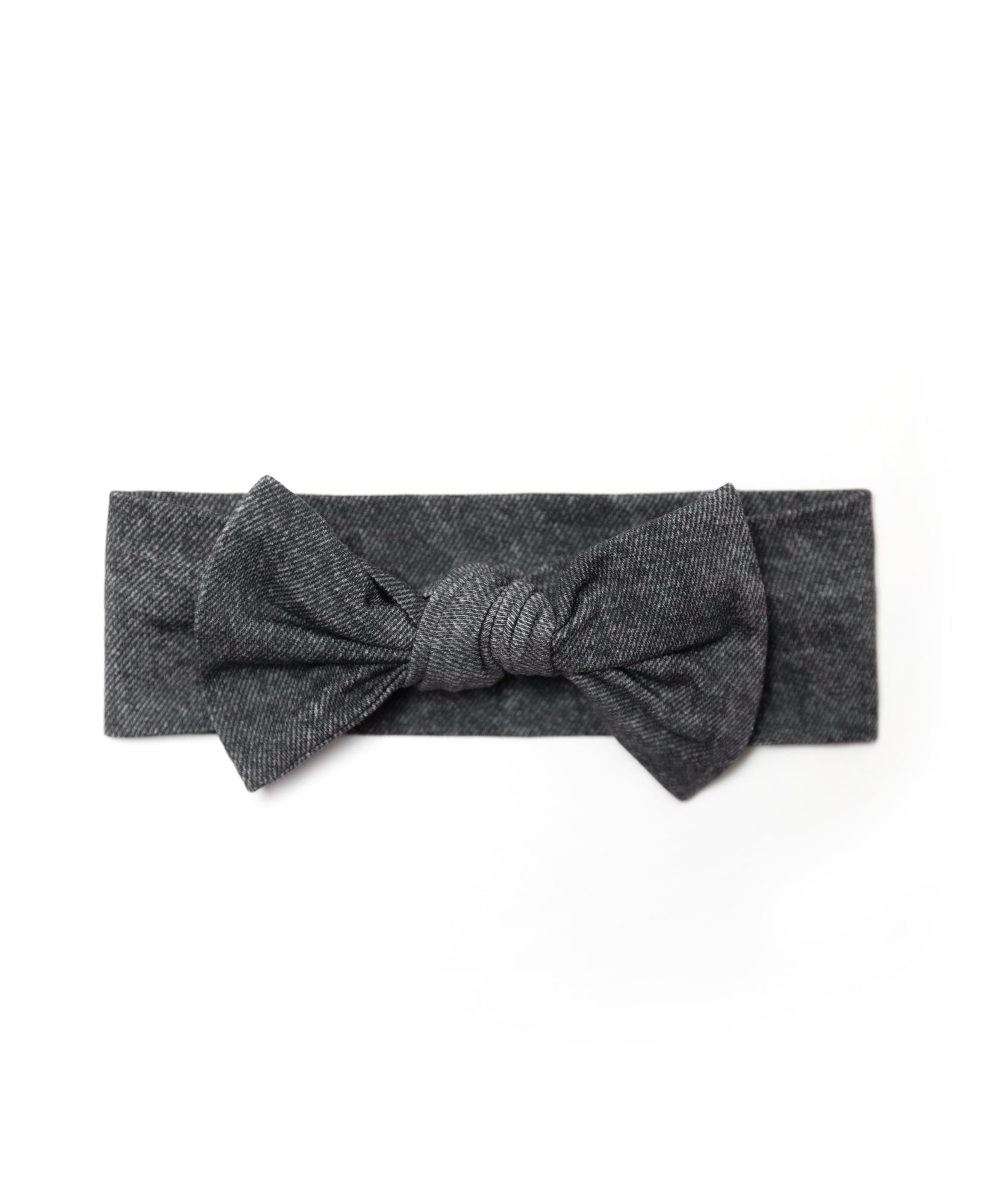 Washed Black Denim Print Headband Bow