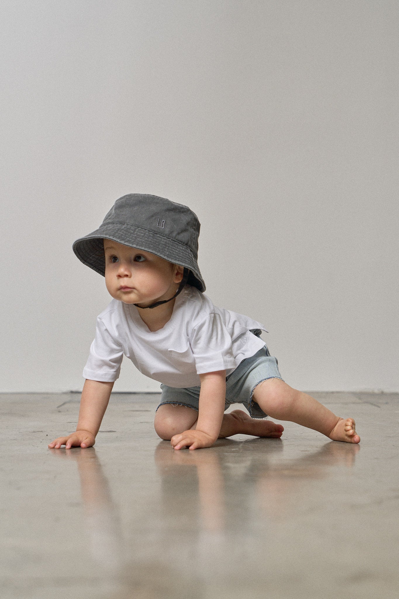 Denim Bucket Hat - Grey Wash - Little Bipsy