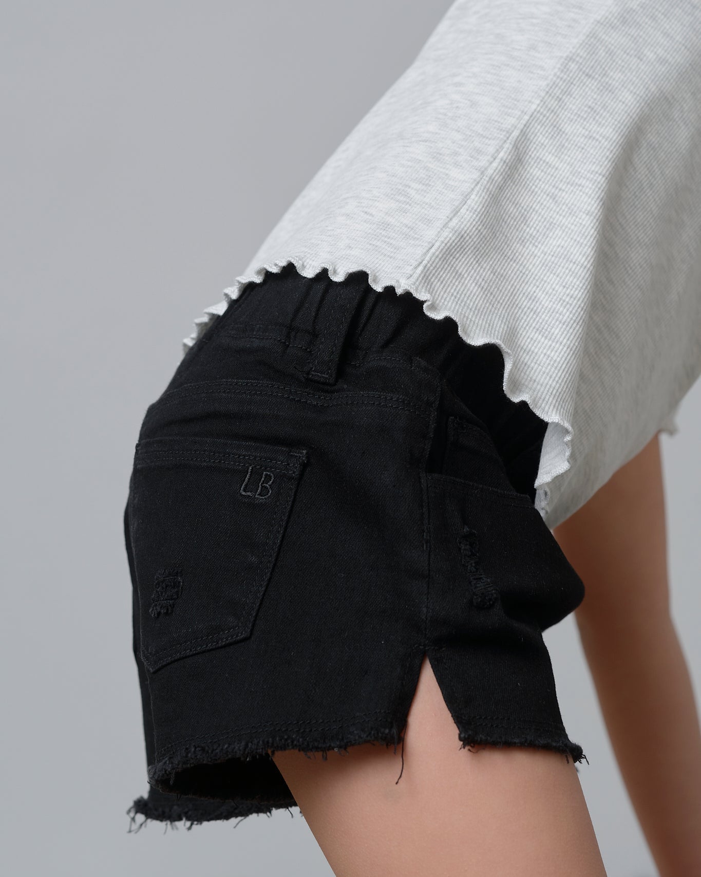 Denim Shorties - Black Wash - Little Bipsy