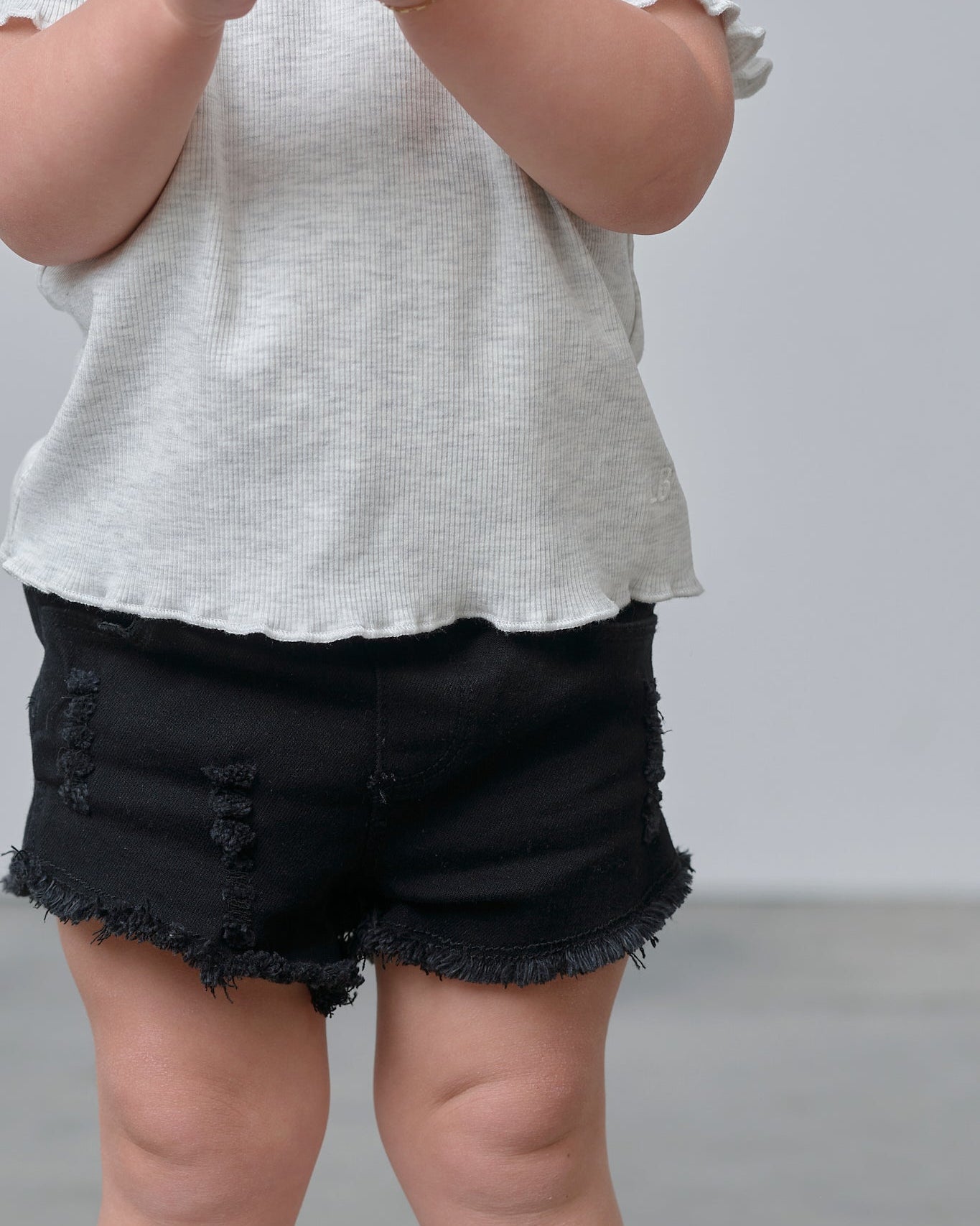 Denim Shorties - Black Wash - Little Bipsy