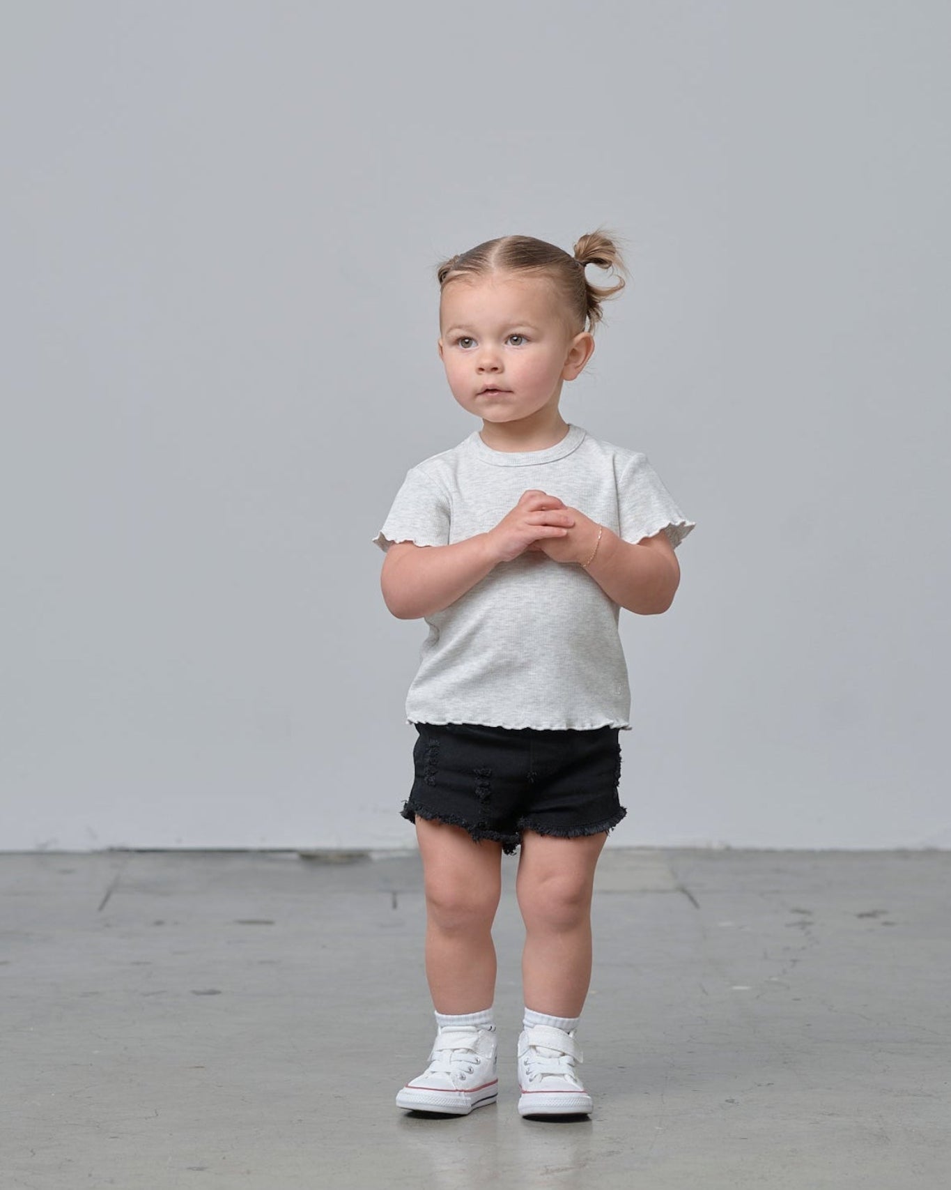 Denim Shorties - Black Wash - Little Bipsy