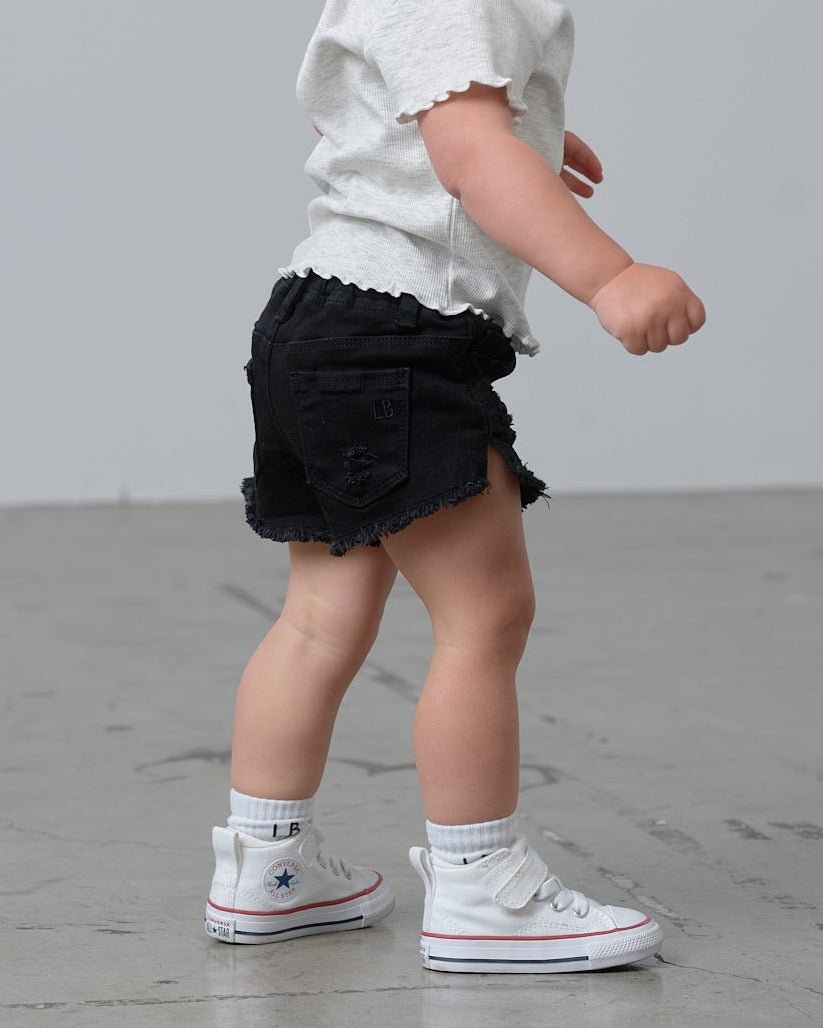 Denim Shorties - Black Wash - Little Bipsy