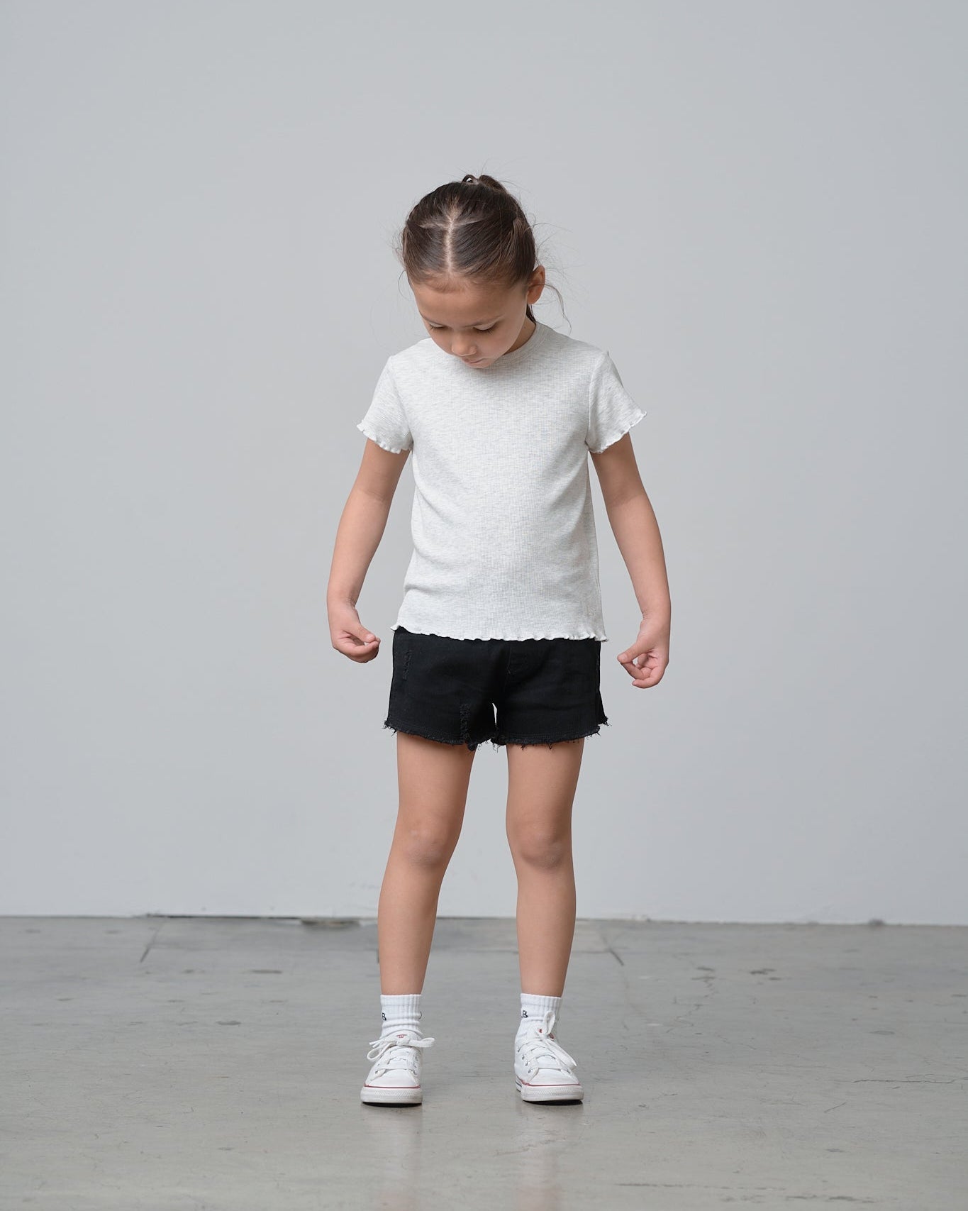 Denim Shorties - Black Wash - Little Bipsy