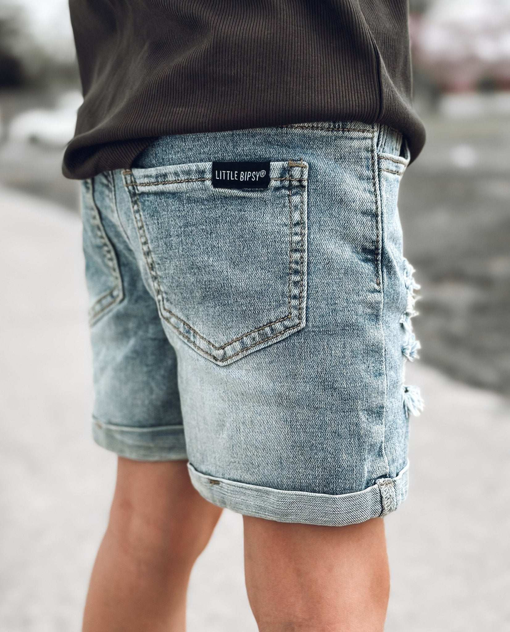Distressed Denim Short - Little Bipsy