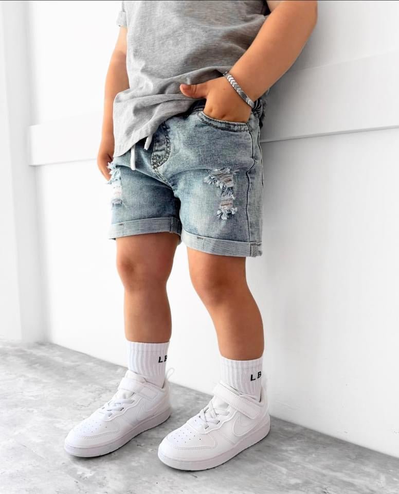 Distressed Denim Short - Little Bipsy
