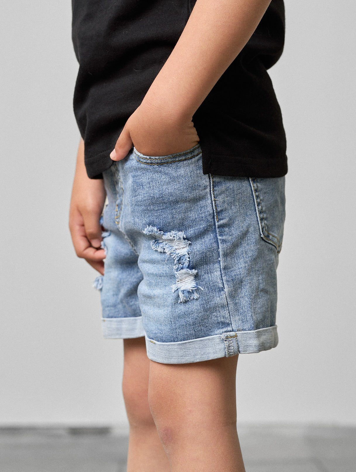 Distressed Denim Short - Little Bipsy