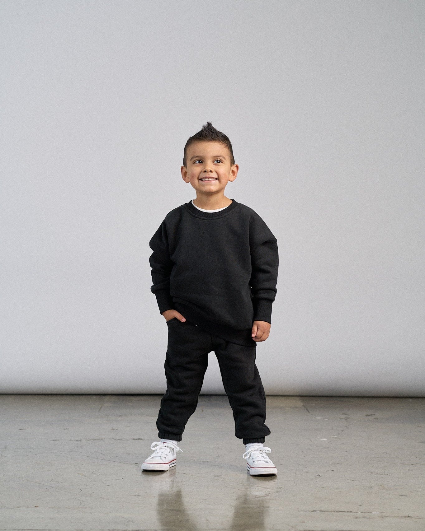 Elevated Crewneck - Black - Little Bipsy