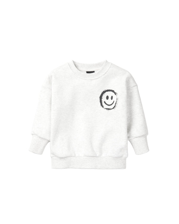Happy Day Elevated Crewneck - Light Heather Grey - Little Bipsy