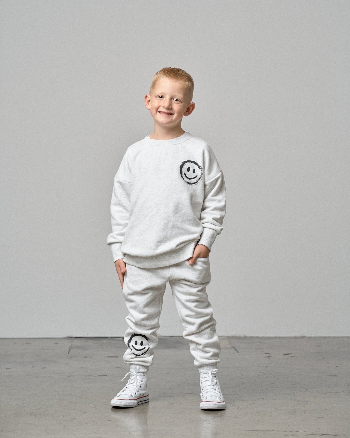 Happy Day Elevated Sweatpant - Light Heather Grey - Little Bipsy